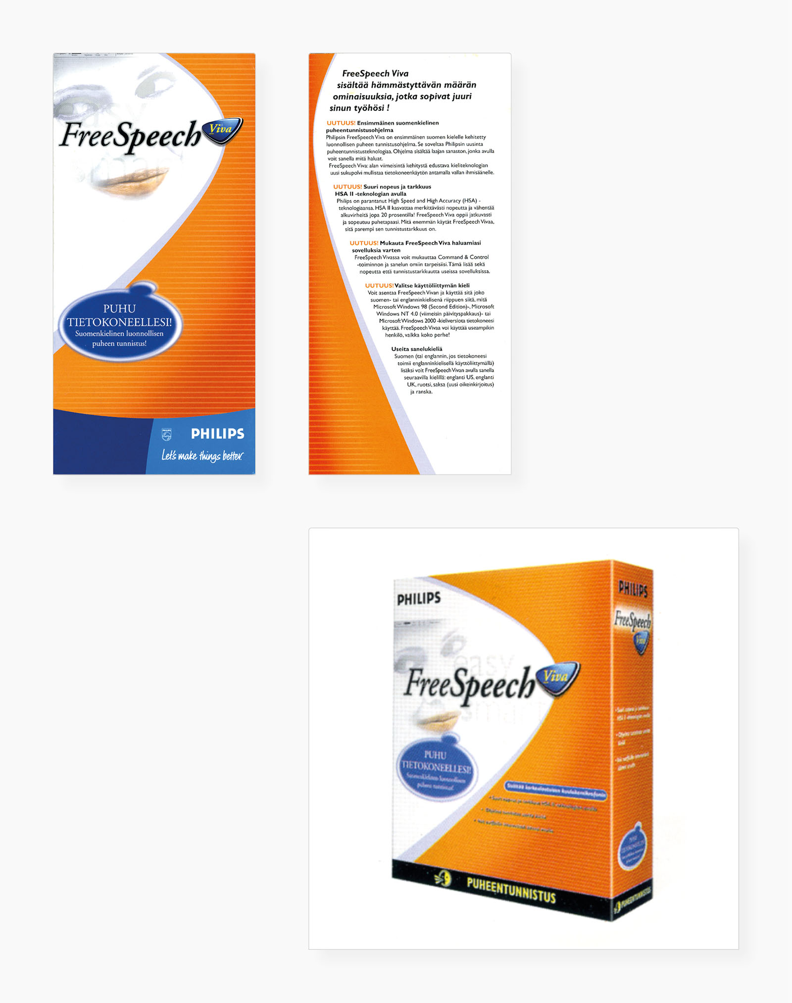 Auswahl von Anwendungen für Produktlinie "FreeSpeech Viva" (Folder und Geräte-Verpackung)